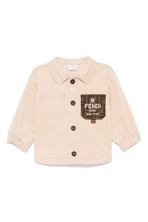 Camicia junior in flanella beige FENDI KIDS | BMC077AS5BF1P2P